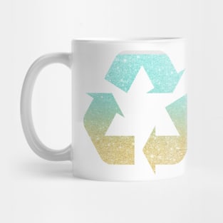 Sand Ocean Ombre Faux Glitter Recycle Symbol Mug